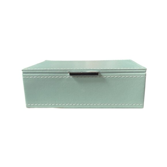 Swing Design Leatherette Jewelry Box Nova Blue Mist Velvet Lined 9 x 5 x 2" - Picture 3 of 7